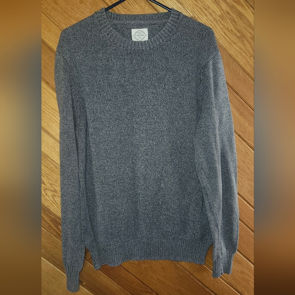 St. John's Bay XL Men's Gray Cotton Pullover Crewneck Sweater